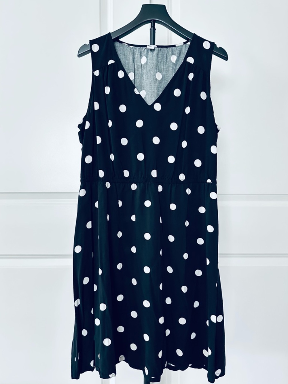Women’s Old Navy Sleeveless Black & White Polka Dot Midi Dress Size XL
